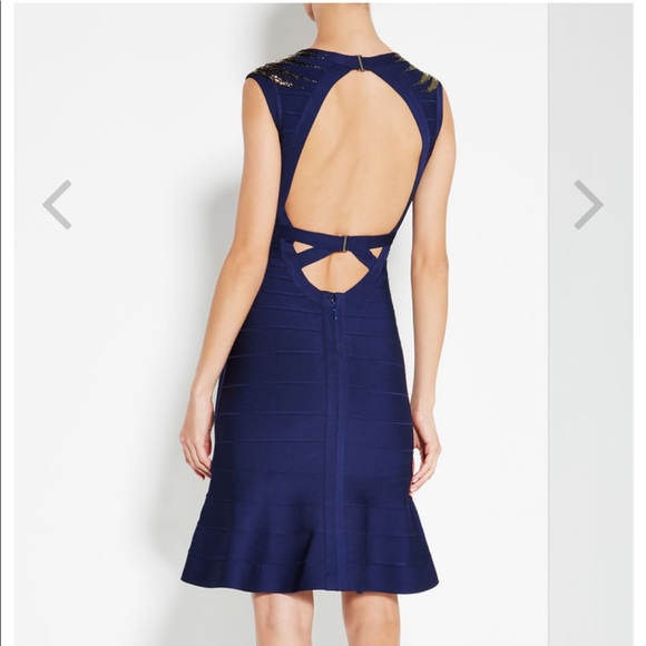 Herve Leger Kneelength Ruffle Embelish Dress - Picture 4 of 8